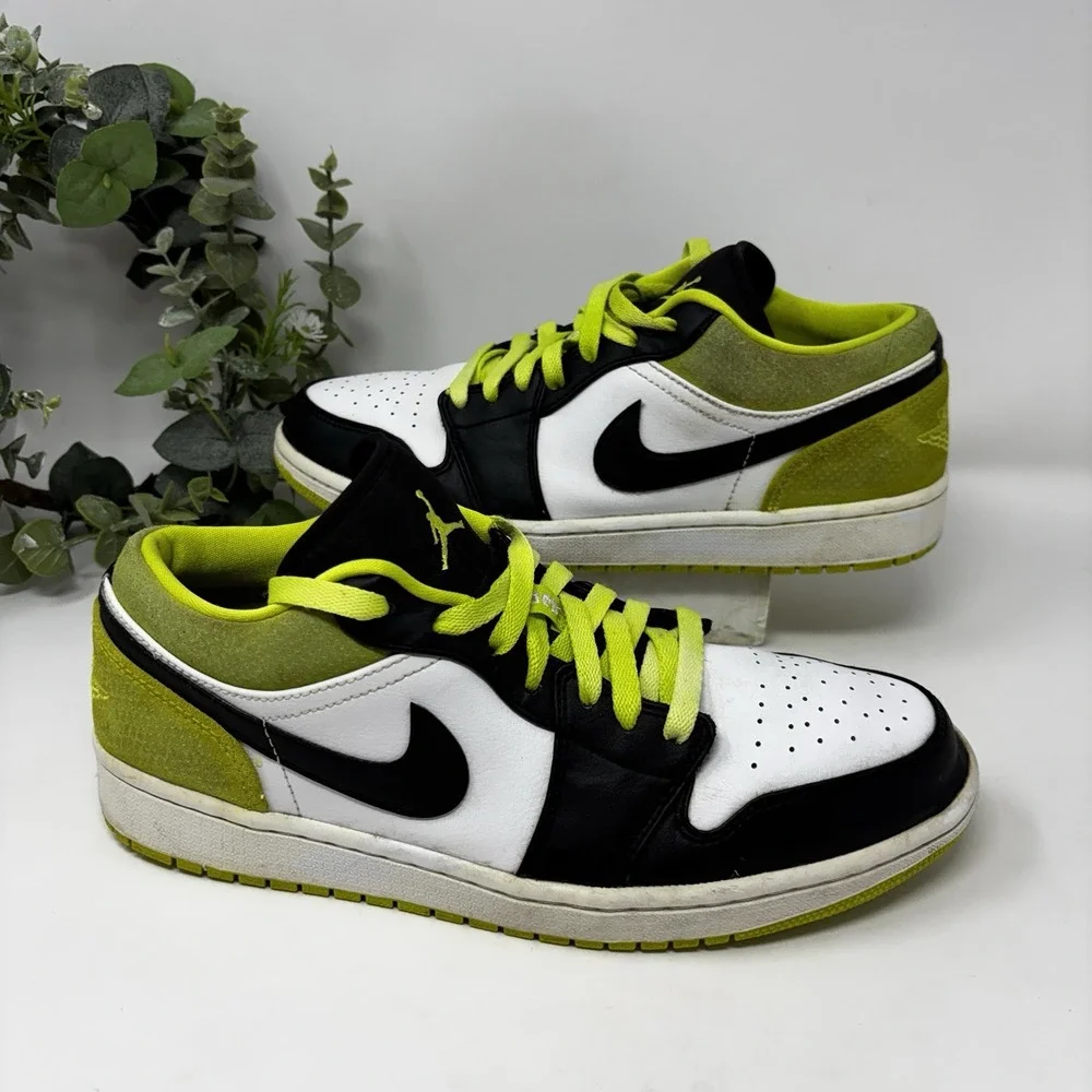 Nike Air Jordan 1 Low Black Cyber Volt Green White Black Men's Size 10 CK3022